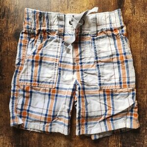 GYMBOREE White, orange and blue plaid shorts Size 18-24 mo